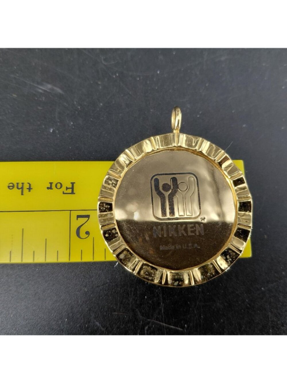 Nikken Gold Tone Round Pendant Logo Medallion Necklace Charm Jewelry USA - Picture 6 of 6